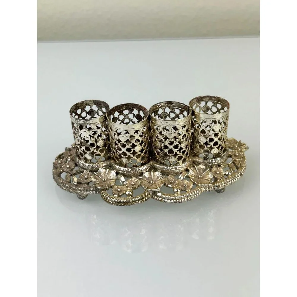 VTG Sam Fink Lipstick Holder Vanity Gold Hollywood Regency 1950s Ormolu Metal